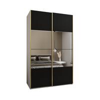 SCHWEBETÜRENSCHRANK 245,5/150/64 2-türig - Goldfarben/Schwarz, Holz/Metall (150/245/64cm) - Abiks Möbel