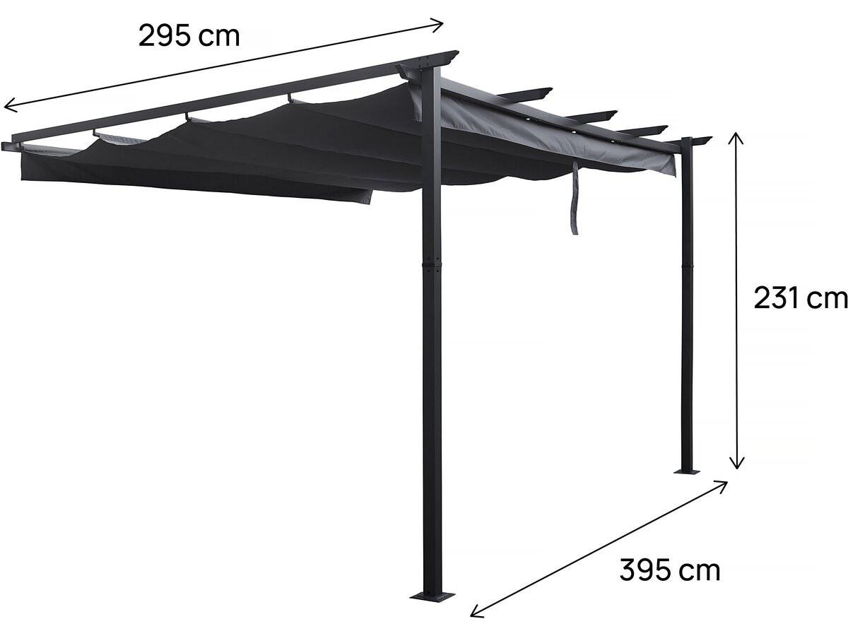 PERGOLA - MARKISE pergola adossée en aluminium avec toit rétractable- 3 x 4 m - gris Grau - Grau, Metall (289/231/395cm) - Habitat Garten