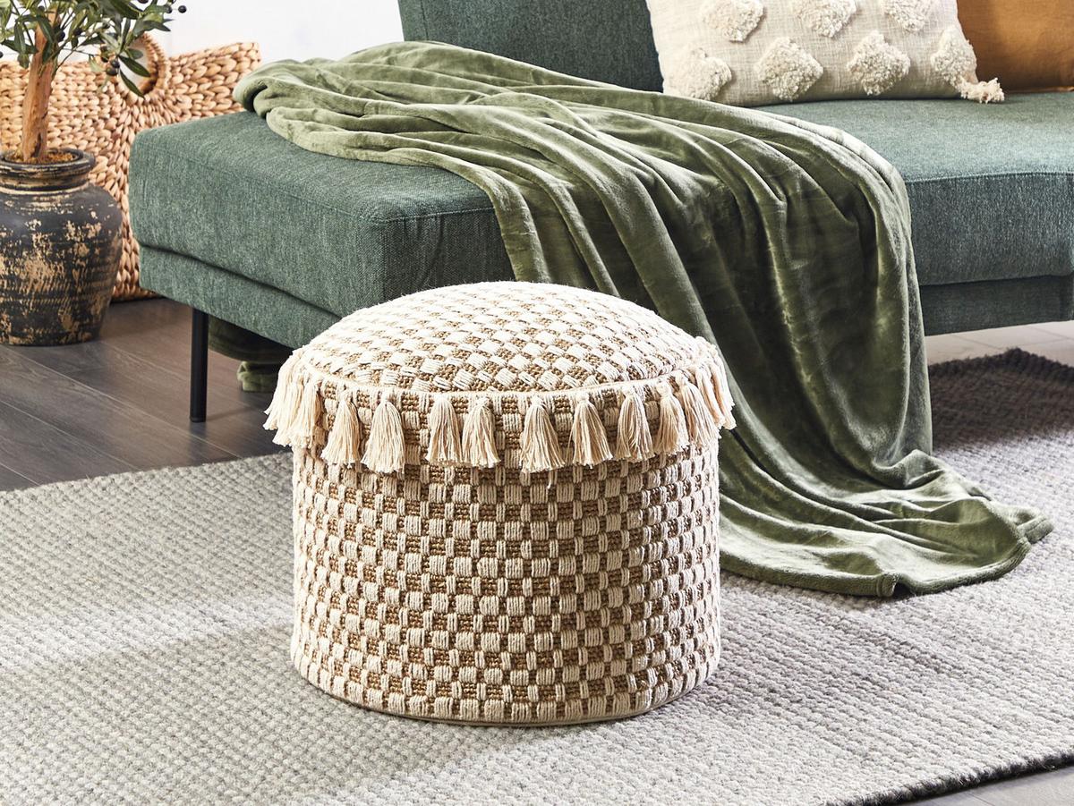 POUF Baumwolle Hellbeige Pirak - Beige, Textil (50/35/50cm) - Beliani