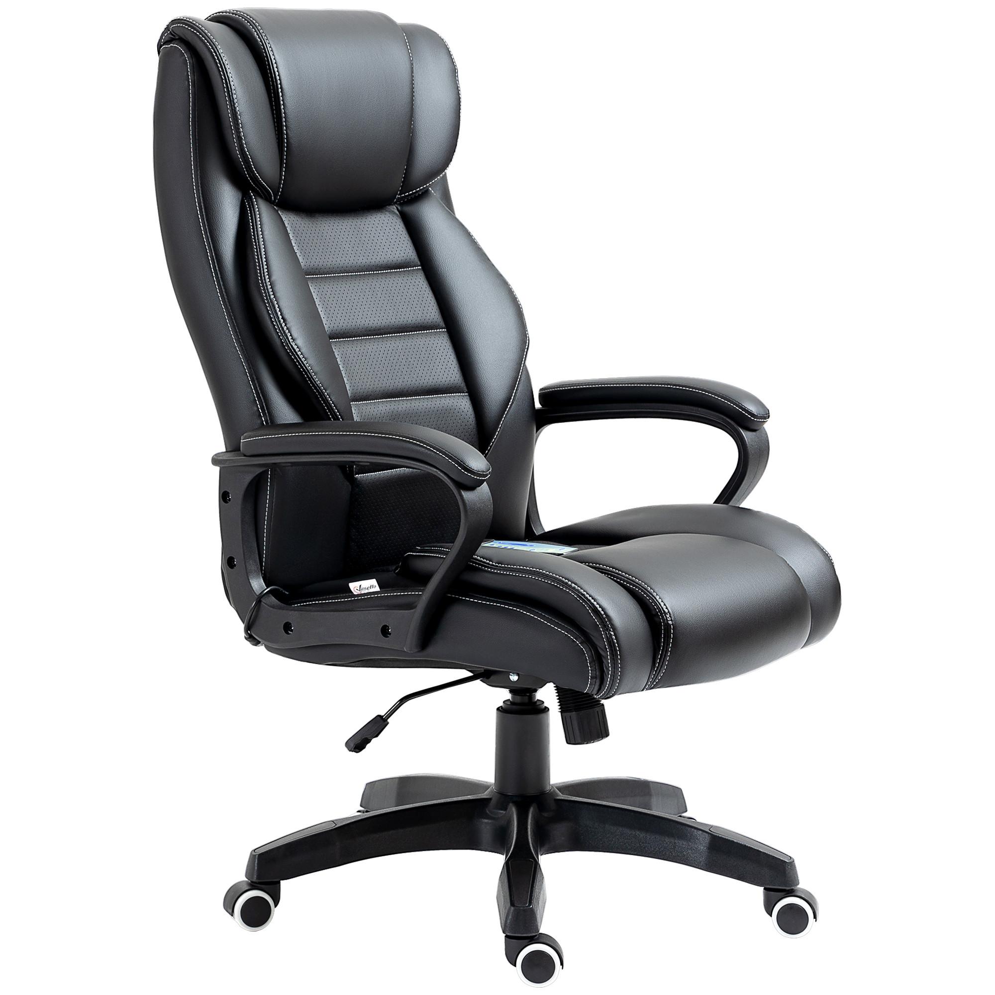 BÜROSTUHL mit Massage, Schwarz - Schwarz, Leder (64/120/74cm) - Vinsetto