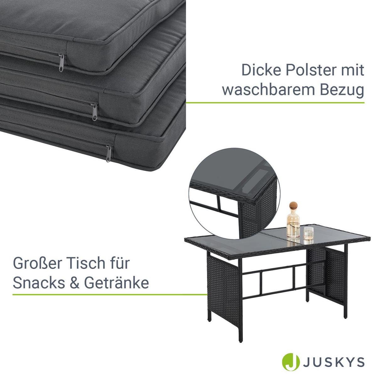 SITZGRUPPE Turin schwarz Polyrattan - Schwarz, Kunststoff - Juskys