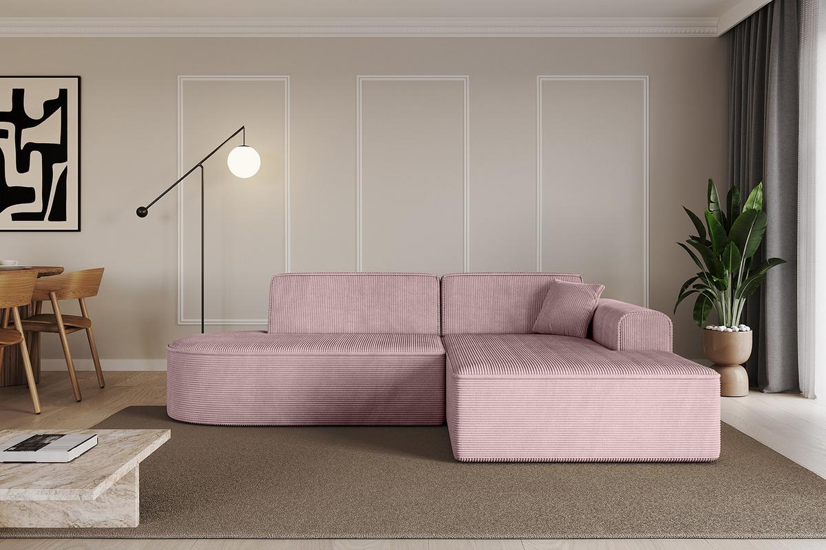 ECKSOFA Ottomane Rechts IREA-L1-v3 - 232x165x77 cm Rosa - Rosa, Holzwerkstoff/Textil (232/165cm) - ALTDECOR