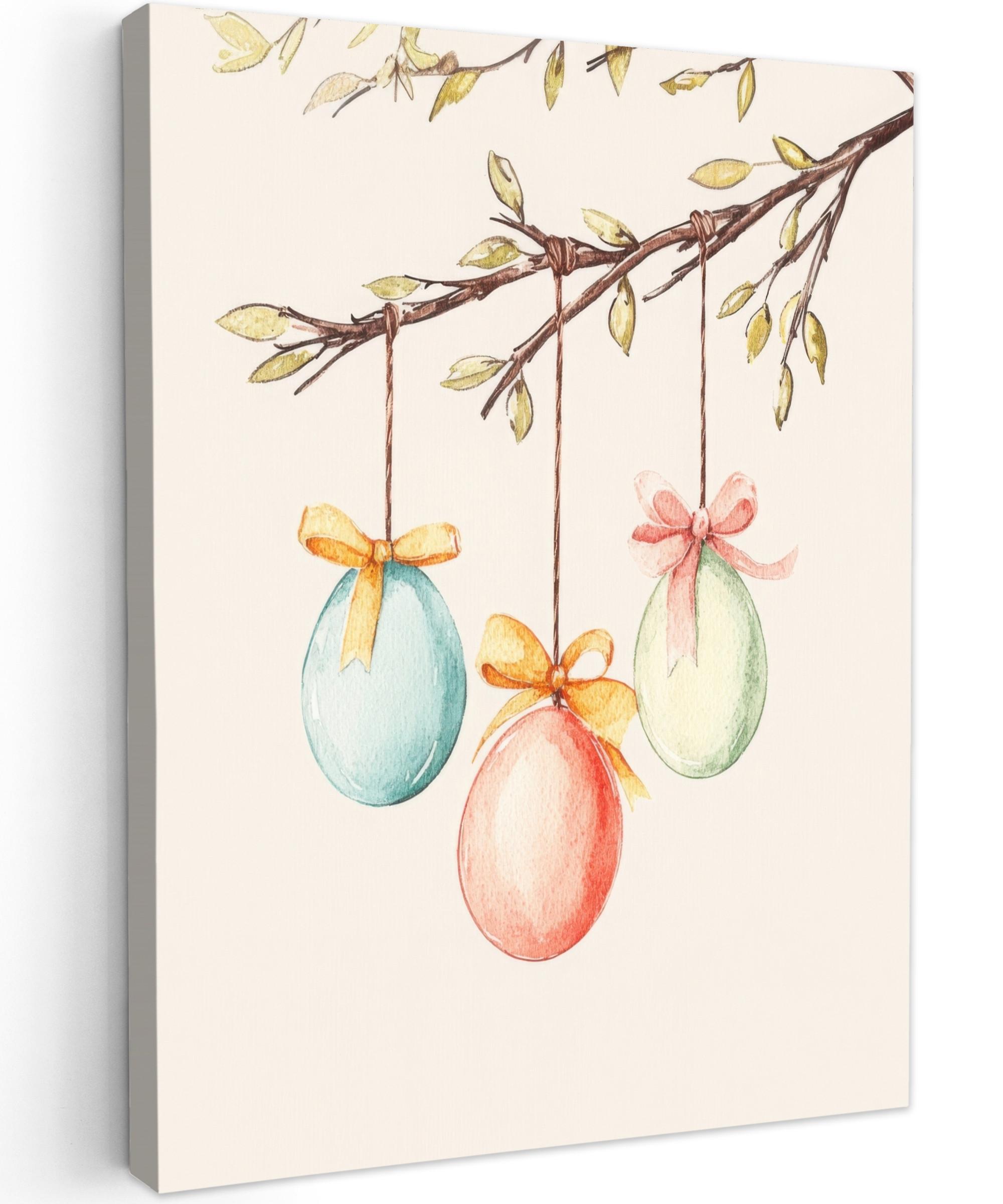 LEINWANDBILD Osterkuchen - Schleife - Eier Room Decor 30x40 cm - Creme, Textil (30/40cm) - MuchoWow