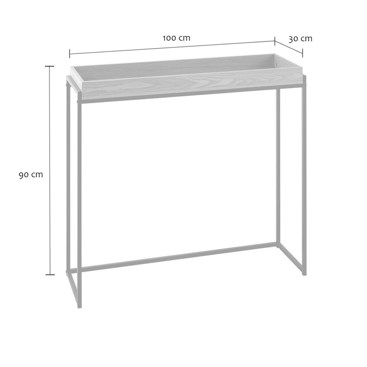 KONSOLE mit erhöhtem Rand - jessie 100/30/90 cm - Eschefarben, Holzwerkstoff (32.5/30/90cm) - Calicosy