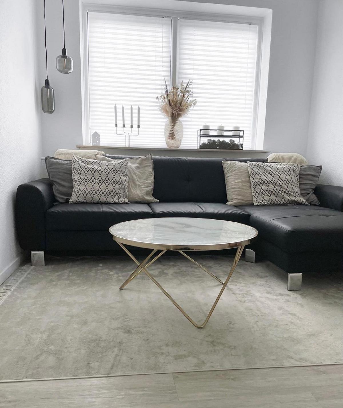 COUCHTISCH Marmor Optik weiß/gold 80 cm Meridian - Goldfarben/Weiß, Glas (80/80/40cm) - Beliani