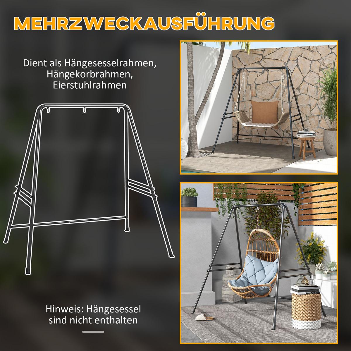 HÄNGESTUHLGESTELL, Stahl, Schwarz - Schwarz, Metall (178/143/180cm) - Outsunny