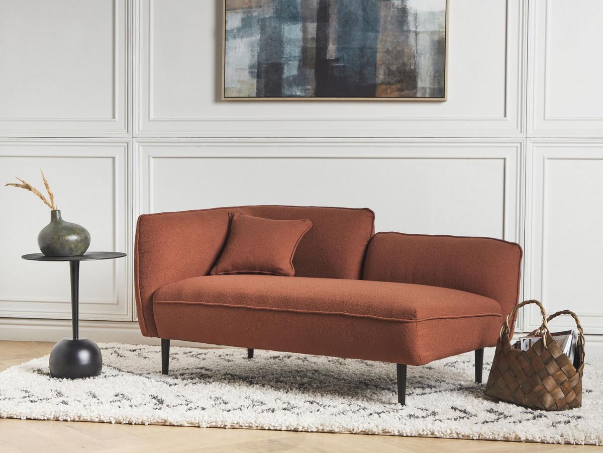 CHAISELONGUE-LINKSSEITIGE Bouclé Dunkelrot Chevannes - Rot/Schwarz, Textil (138/74/77cm) - Beliani