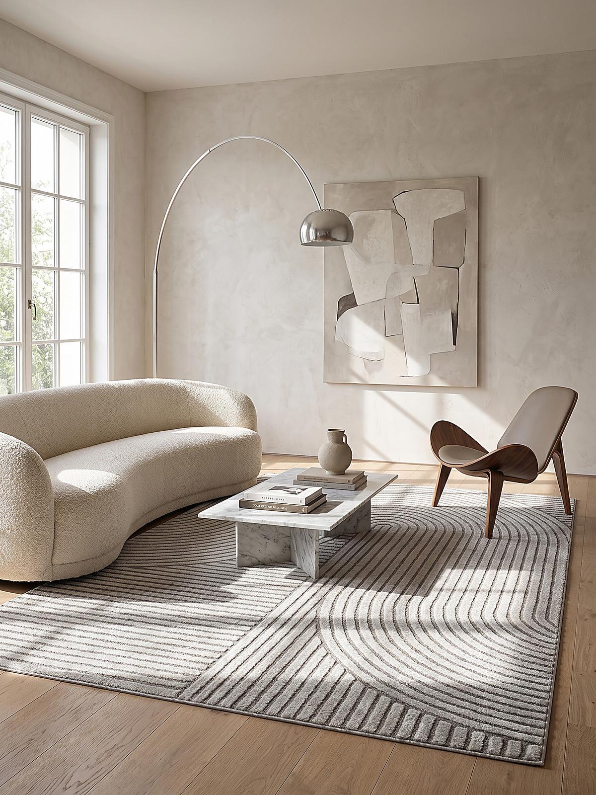 TEPPICH Kurzflor CETINA Geometrisch Polypropylen-Polyester Grau 80 x 150 cm - Grau, Textil (80/150cm) - KADIMA DESIGN