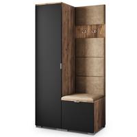 GARDEROBENSCHRANK LORI 95/181/51 cm Modern Garderobe-Set Eiche Lefkas - Eichefarben/Schwarz, Holzwerkstoff (95/181/51cm) - MASSENO