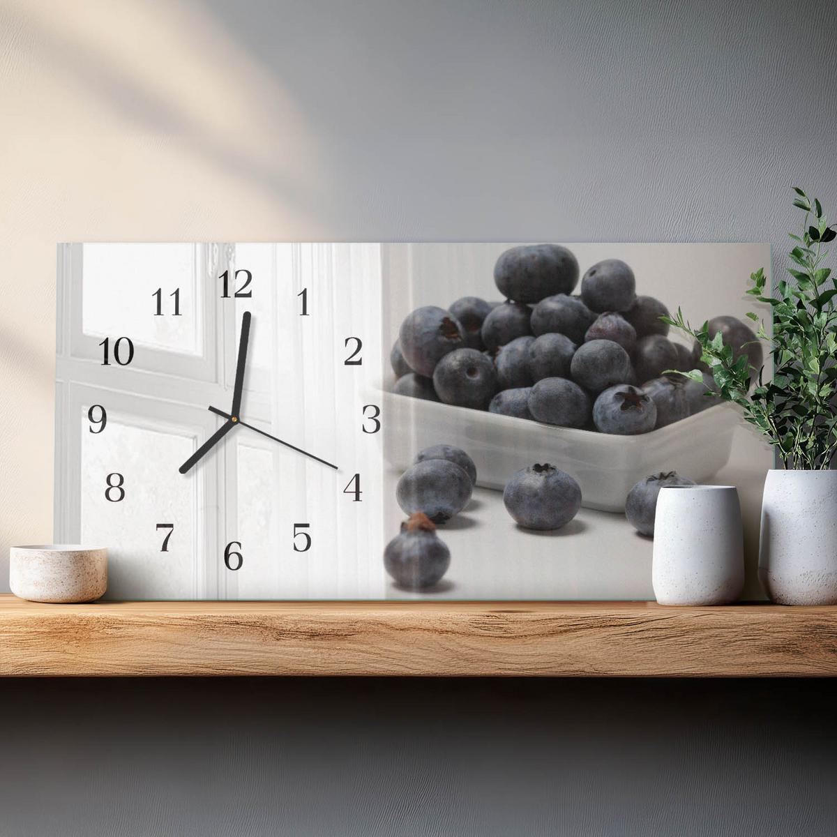 WANDUHR aus Glas 60x30 cm - Beeren - Weiß, Glas (60/30/0.4cm) - TULUP