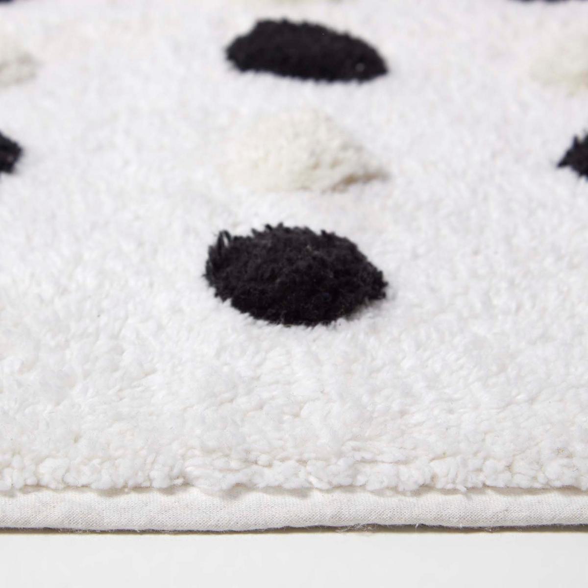 BADEMATTE Punkte 50/80 cm, Baumwolle - Weiß, Textil (50/80cm) - Homescapes