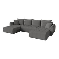 WOHNLANDSCHAFT mit Schlaffunktion und Bettkasten TOKO-U 378x194x86 Grau Bouclé - Schieferfarben/Schwarz, Holzwerkstoff/Kunststoff (378/86/194cm) - ALTDECOR