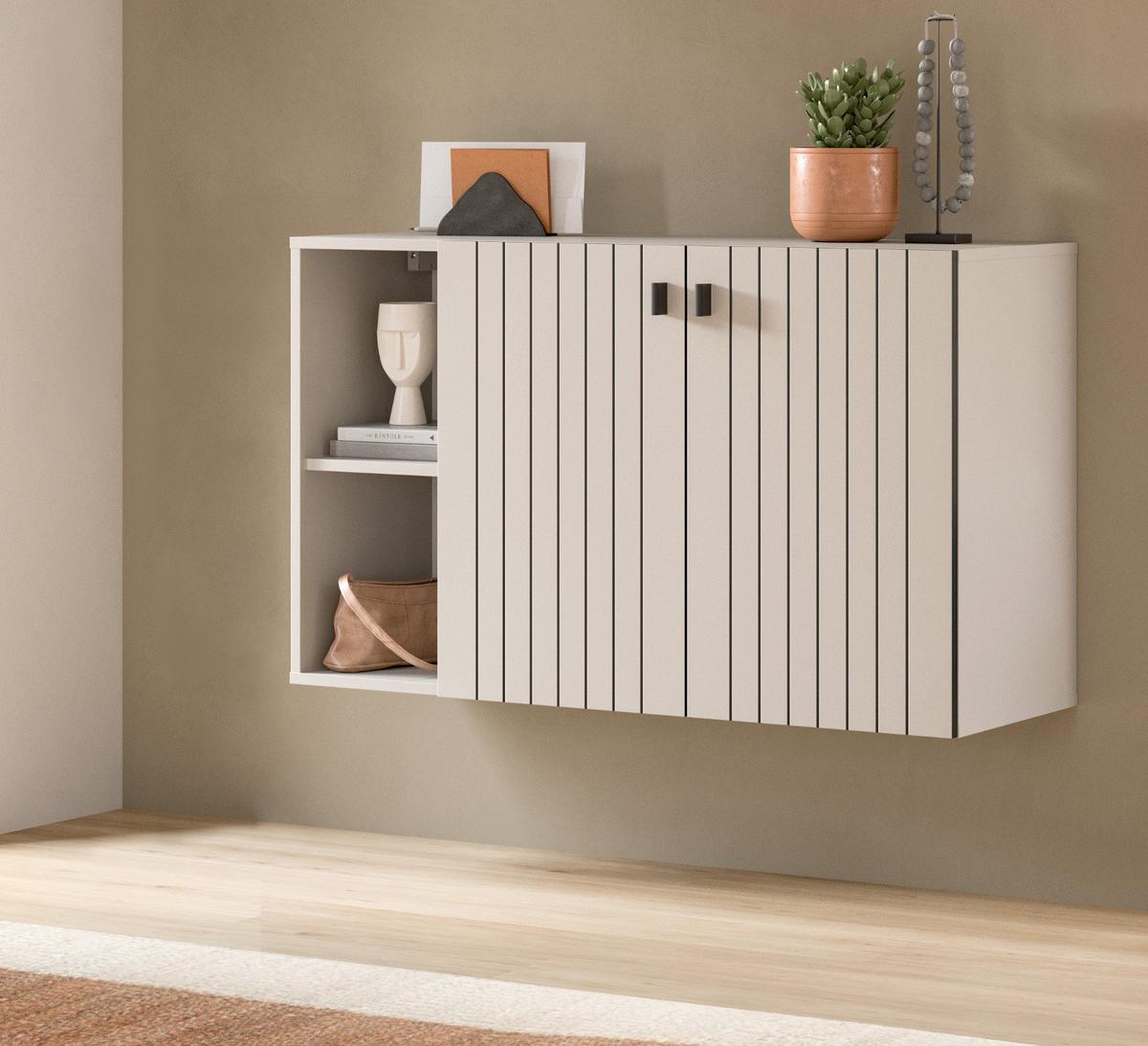 FLURKOMMODE Kaschmir 106 x 63 cm, Schuhschrank hängend - Kaschmir/Schwarz, Holzwerkstoff/Metall (106/96/37cm) - Inn.Furn