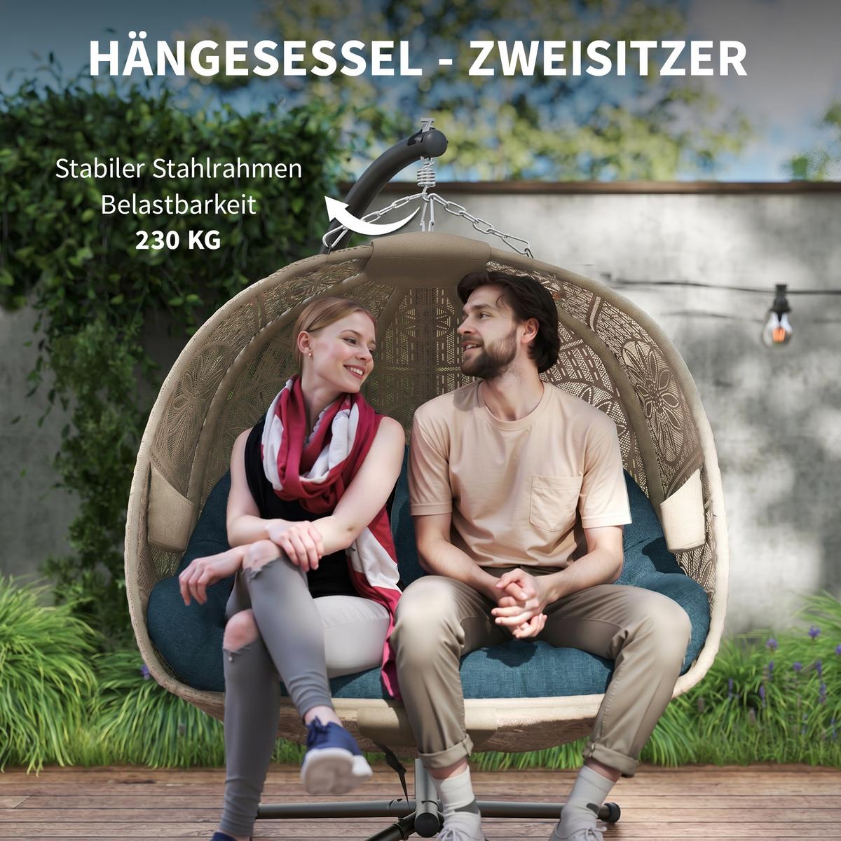 HÄNGESESSEL, Stahl, Polyester, Schwarz - Multicolor, Metall (126/172/132cm) - Outsunny