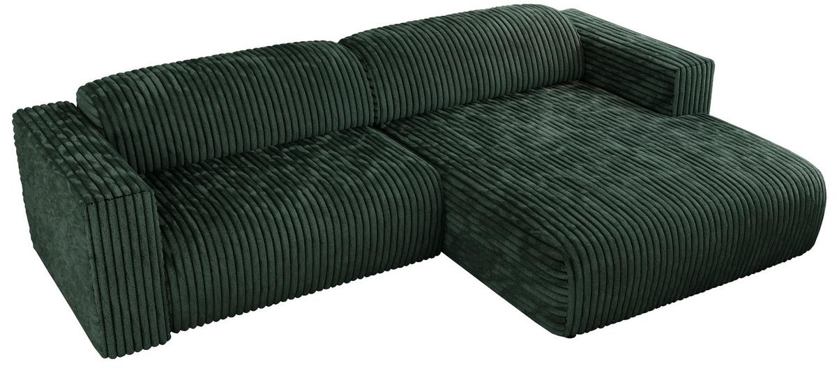 OFERTA WYCOFANA ECKSOFA PASADENA Grün Cord Rechts Seite - Schwarz/Grün, Kunststoff/Textil (288/180cm) - MKS