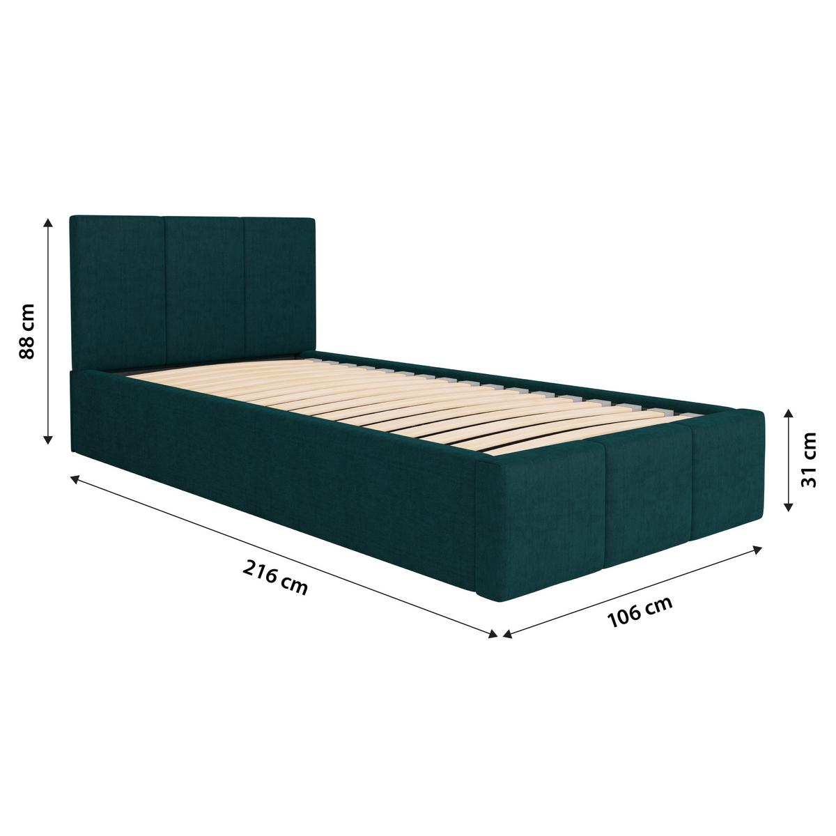 POLSTERBETT für Schlafzimmer Bett mit Stauraum Türkis 90x200 - Türkis, Holzwerkstoff/Metall (90/200cm) - Muralo
