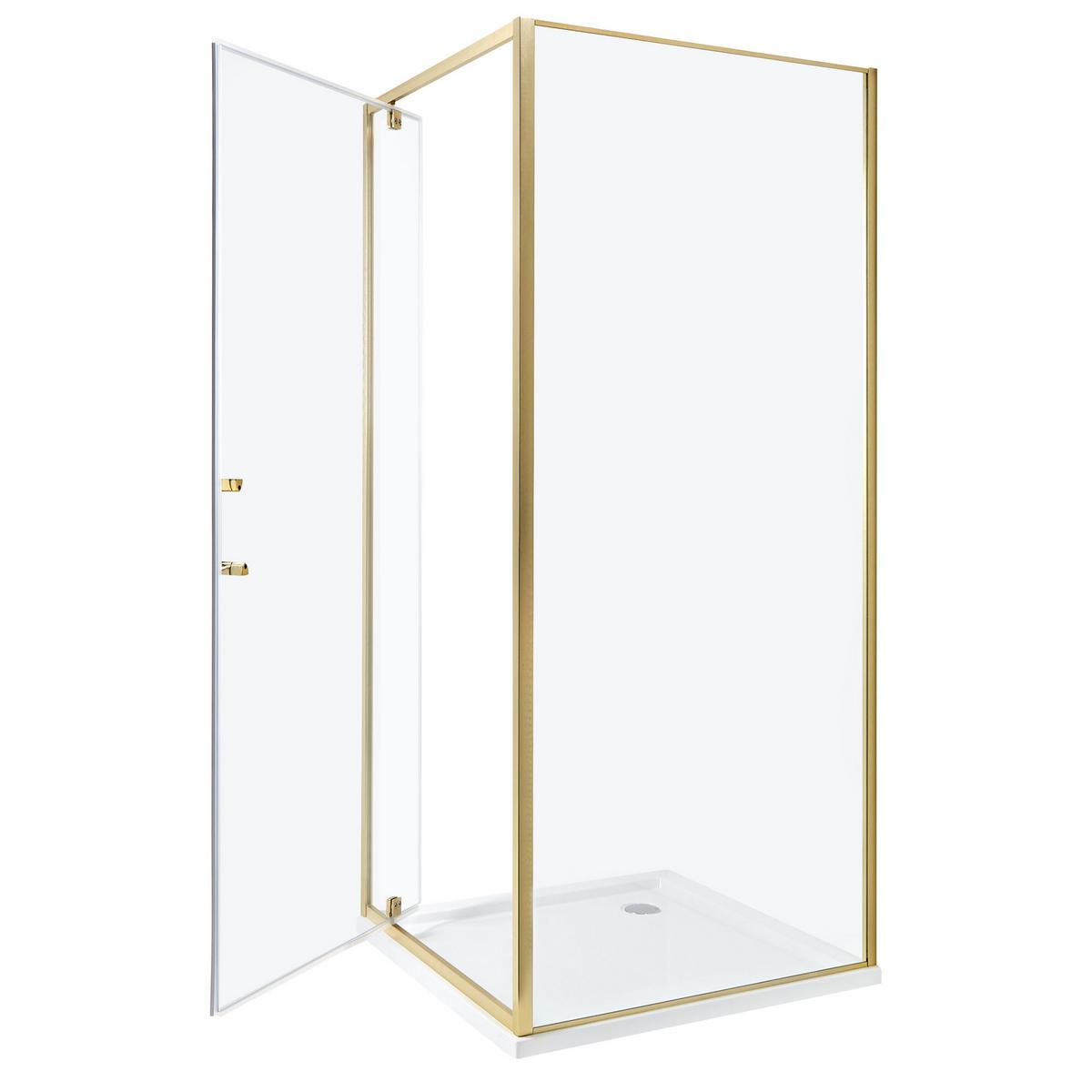 DUSCHKABINE 80/80/185 cm Gold Darli - Transparent/Goldfarben, Glas (80/80/185cm) - Beliani