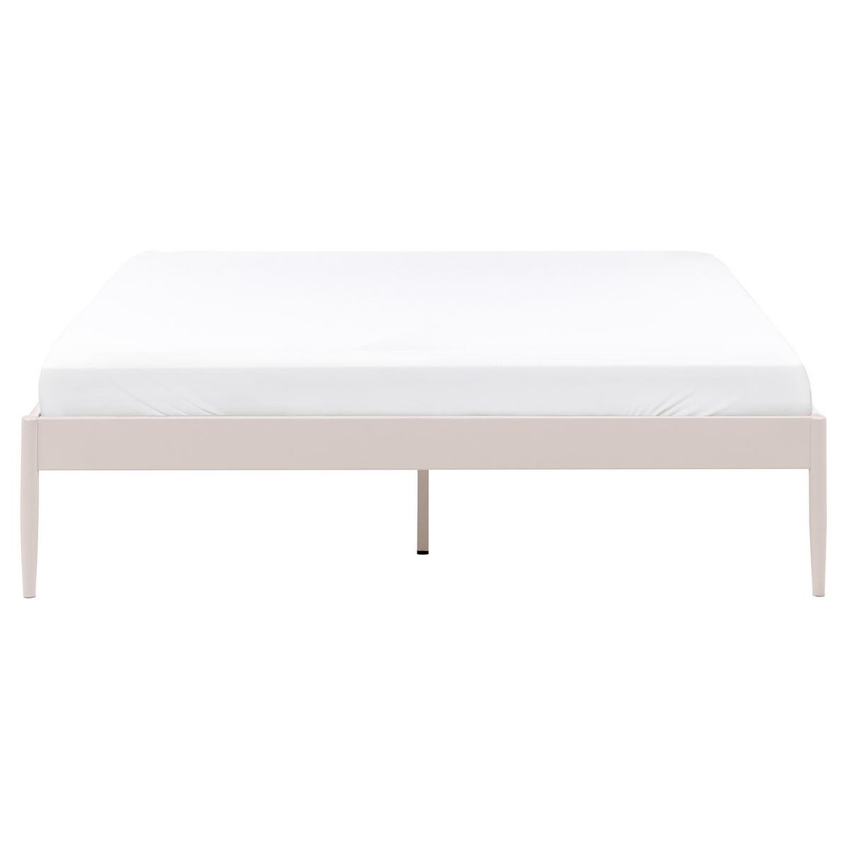 BETT mit Lattenrost 160/200 Stahl Hellbeige Vaurs - Beige, Metall (160/200cm) - Beliani