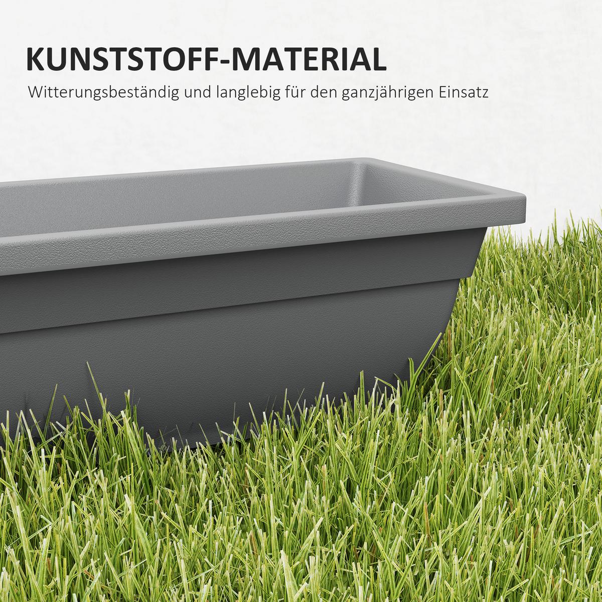 BLUMENTOPF aus Kunststoff 59 x 21 x 16 cm - Grau, Kunststoff (21/16/59cm) - Outsunny