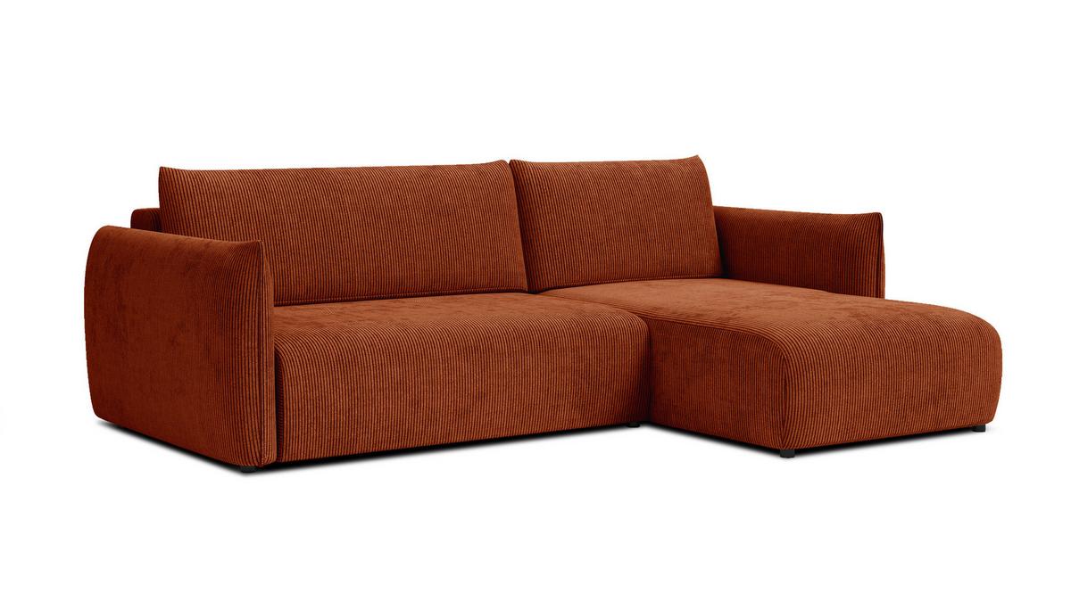 ECKSOFA TAUER 3-Sitzer links, orange - Schwarz/Orange, Holz/Textil (248/173cm) - Wozimo