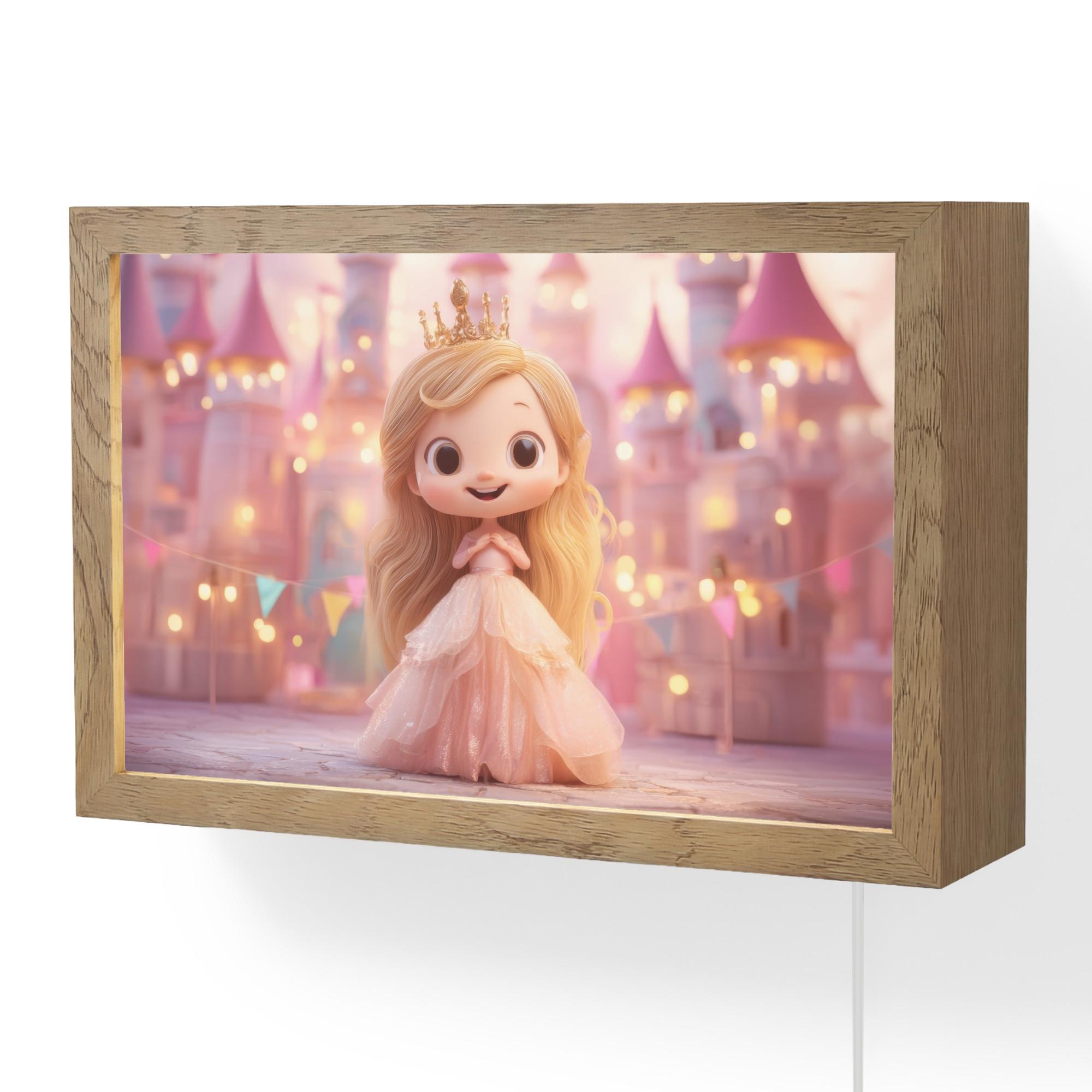 WANDLEUCHTE Prinzessin - Rosa - Schloss 30x20 cm - Rosa, Holzwerkstoff (30/20/8cm) - OnlyWow