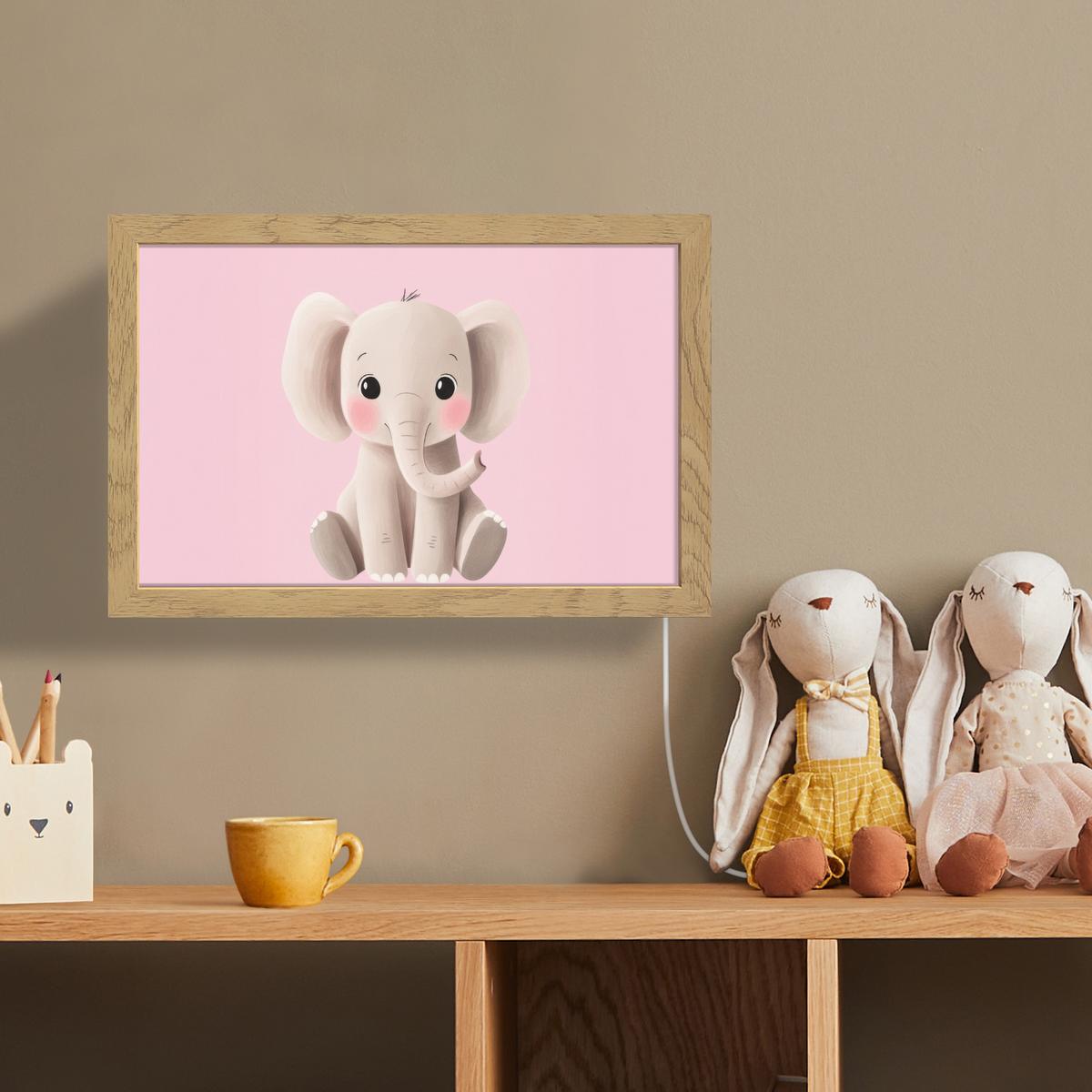 WANDLEUCHTE Elefant - Baby - Rosa - Cartoon 30x20 cm - Hellrosa, Holzwerkstoff (30/20/8cm) - OnlyWow