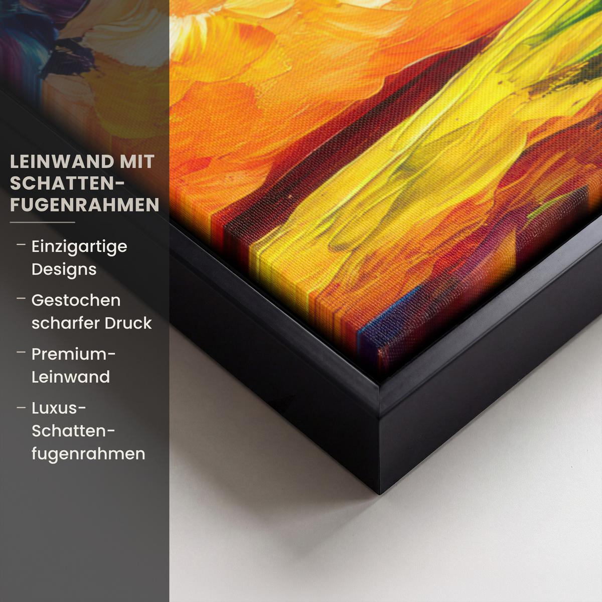 LEINWAND Bilder mit Rahmen - Baum - Kunst - Natur - Sonnenuntergang - 50x70 - Multicolor, Textil (50/70cm) - MuchoWow
