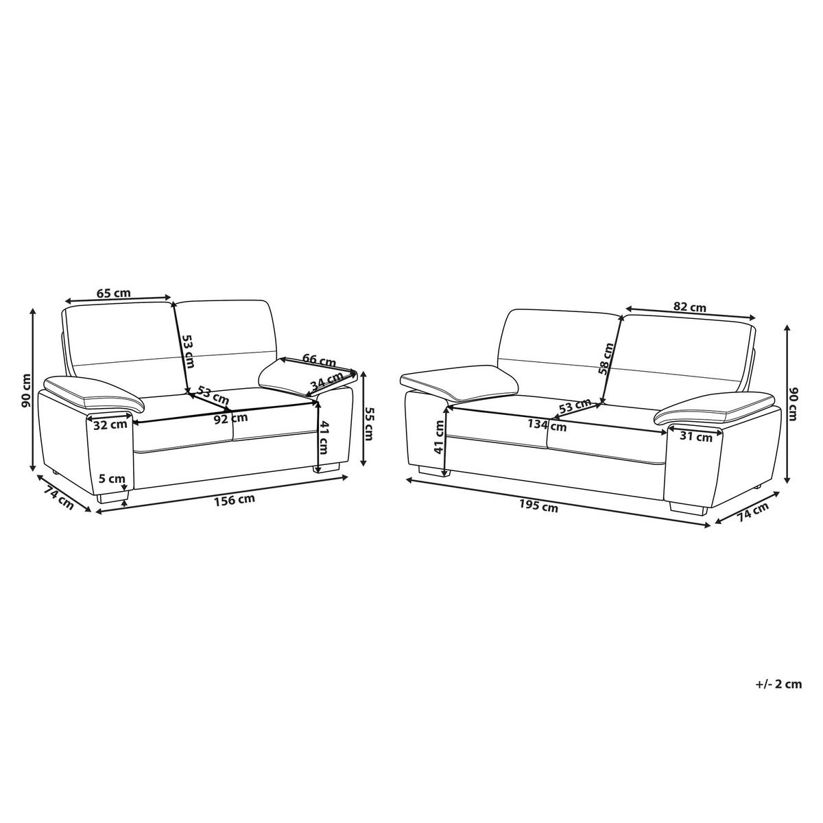 SOFA-SET 5-sitzer Kunstleder Beige Vogar - Beige, Kunststoff (195/90/74cm) - Beliani
