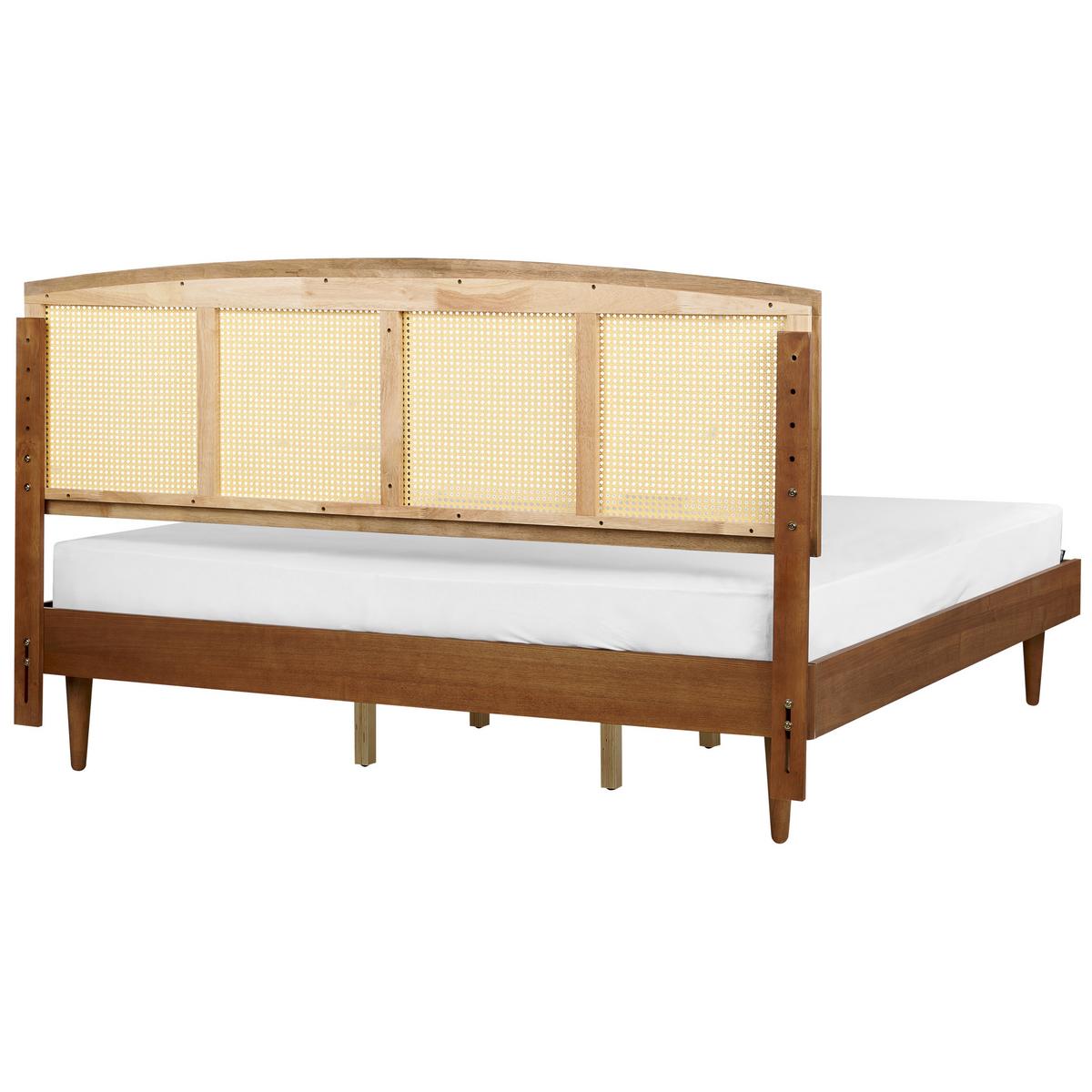 BETT mit Lattenrost 180/200 cm Gummibaumholz Braun Varzy - Braun, Holz (180/200cm) - Beliani