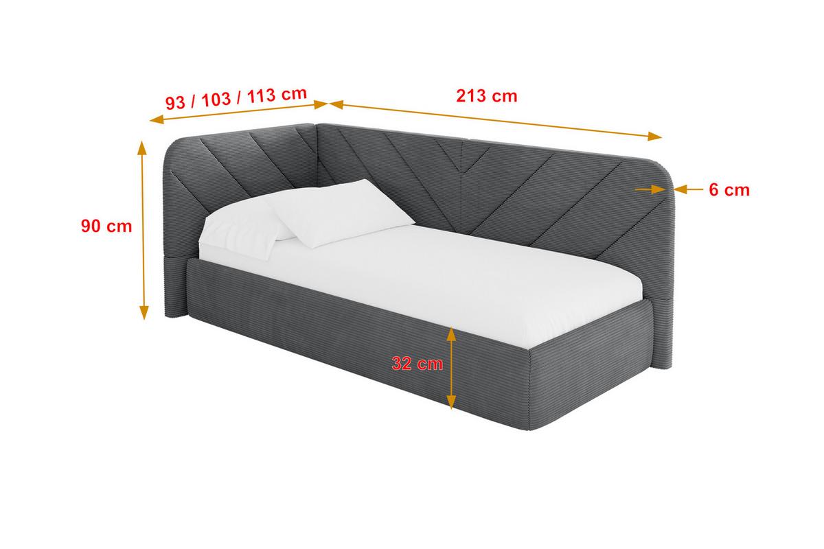 EINZELLBETT Jugendbett mit Bettkasten, Rechts - FIKY 80x200 Dunkelgrau - Schieferfarben/Dunkelgrau, Holzwerkstoff/Textil (80/200cm) - ALTDECOR