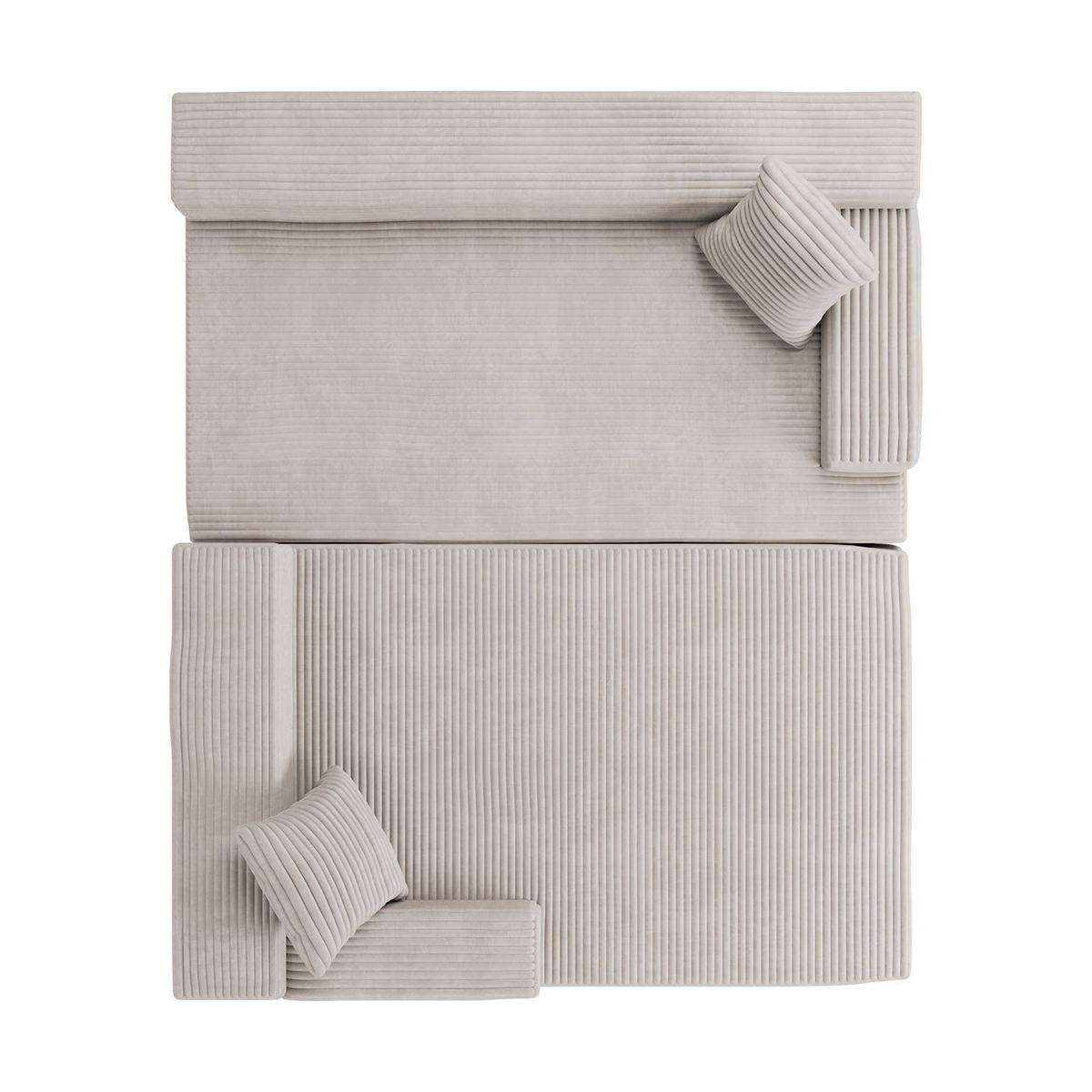 SOFA Coredo beige Cord - Beige, Textil (155/250cm) - Juskys