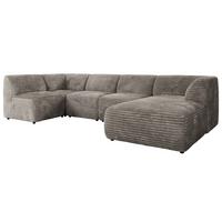 WOHNLANDSCHAFT MODARO U 5M - Hellbraun Cord - Rechts - Hellbraun/Schwarz, Textil (345/78/180cm) - MKS
