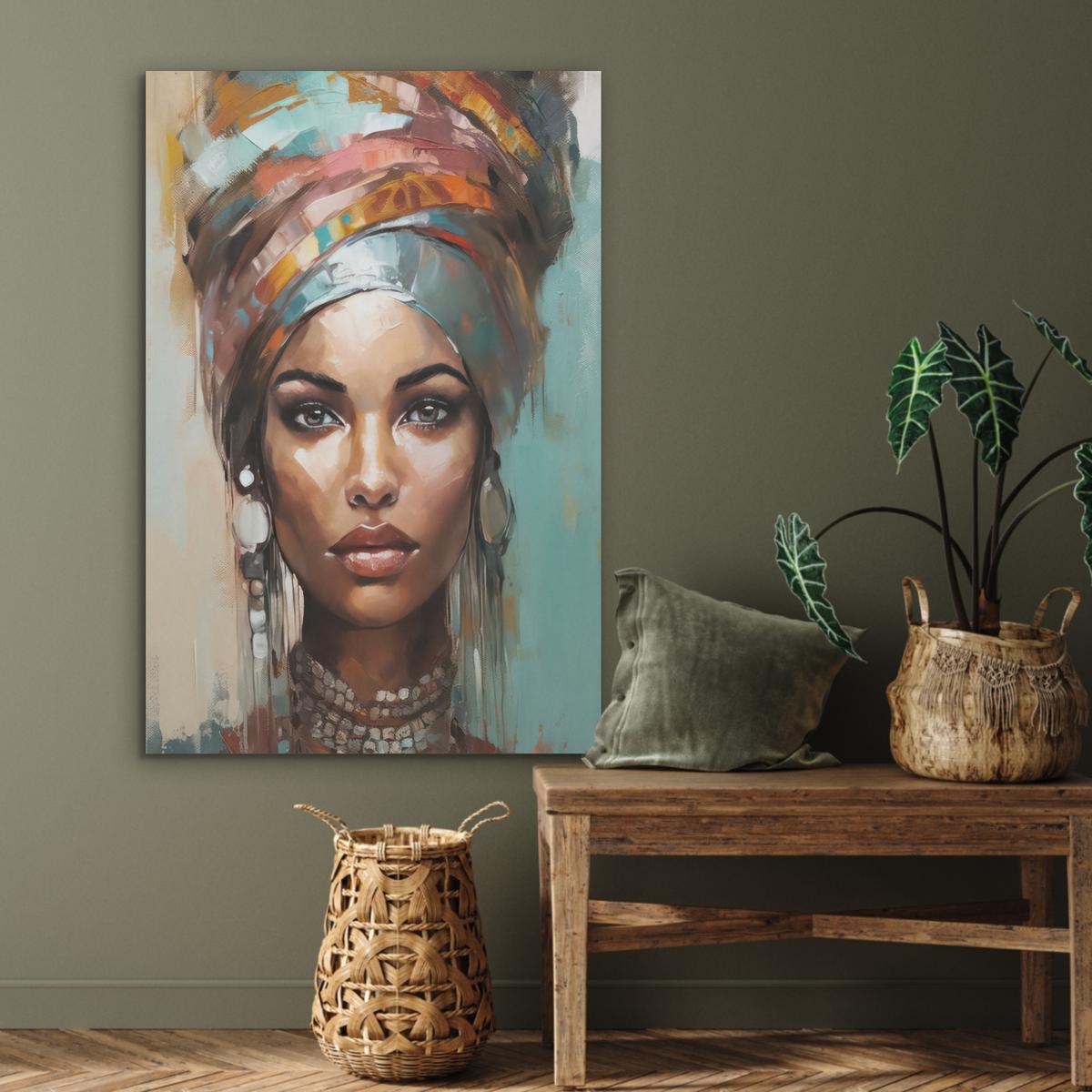 AKUSTIKBILD Frau - Kunst - Schmuck - Porträt Wanddeko 70x100 cm - Blaugrau, Kunststoff (70/100/0.9cm) - MuchoWow