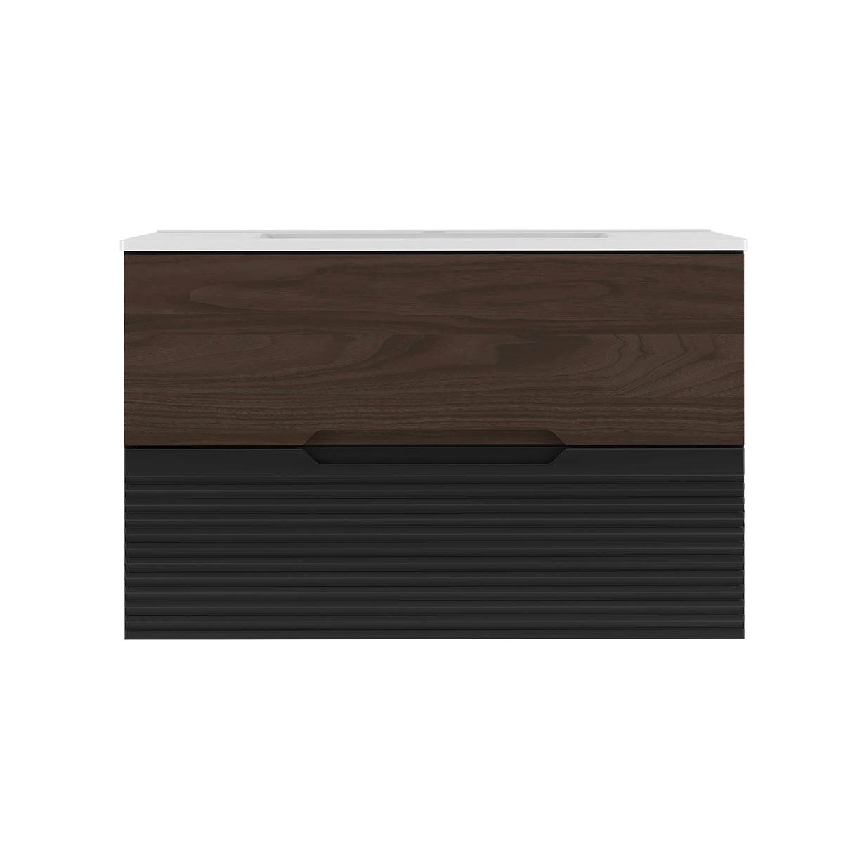 WASCHTISCH 80cm Sylla Schwarz und Holz - Schwarz, Holzwerkstoff (80/50/45.8cm) - Petits-meubles