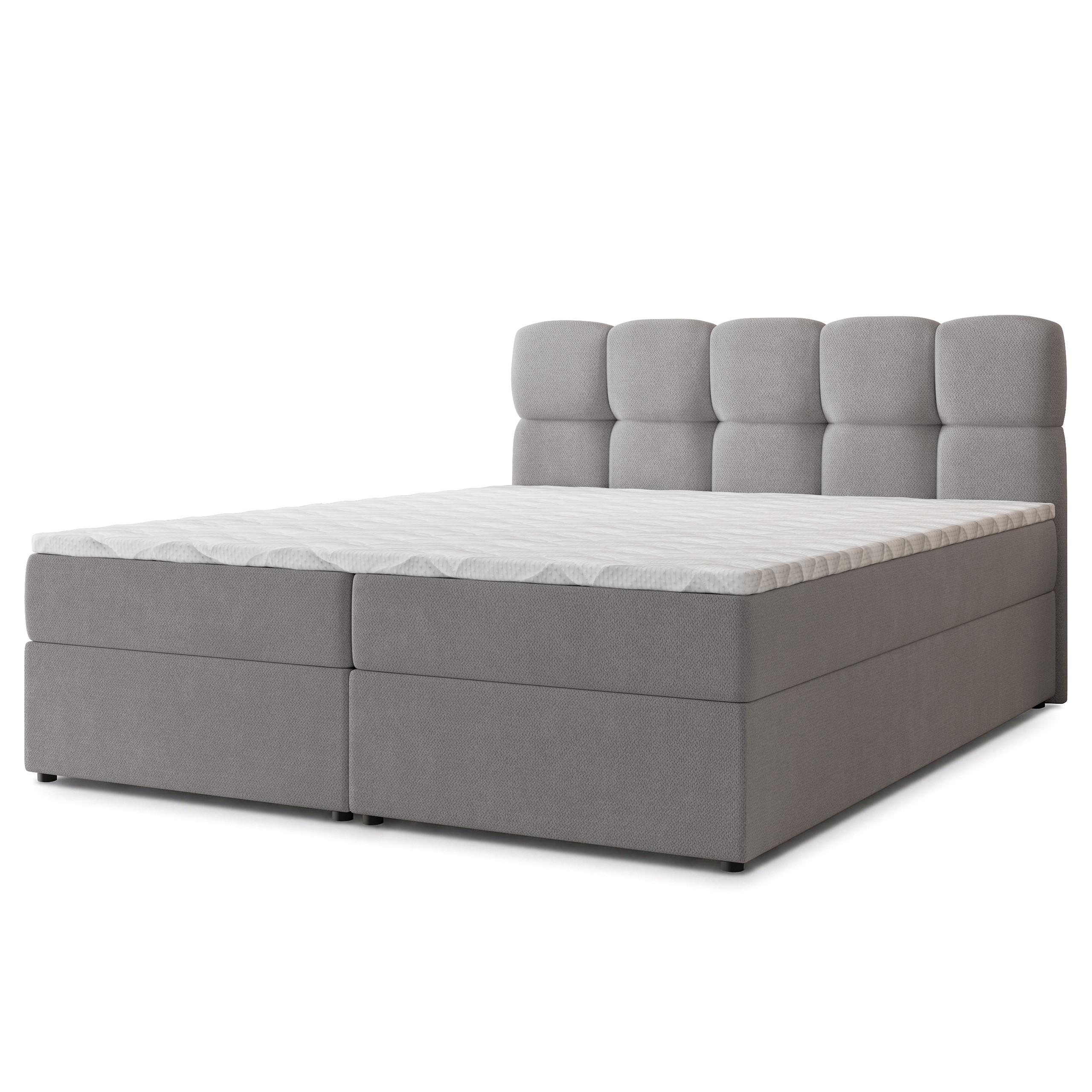 BOXBETT MERU 160x200 cm mit Matratze und Topper - Grau - Grau, Holz (160/200cm) - MASSENO