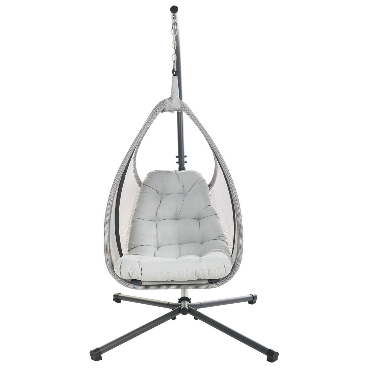 HÄNGESESSEL Grau Avegno - Hellgrau, Textil (98/195/136cm) - Beliani