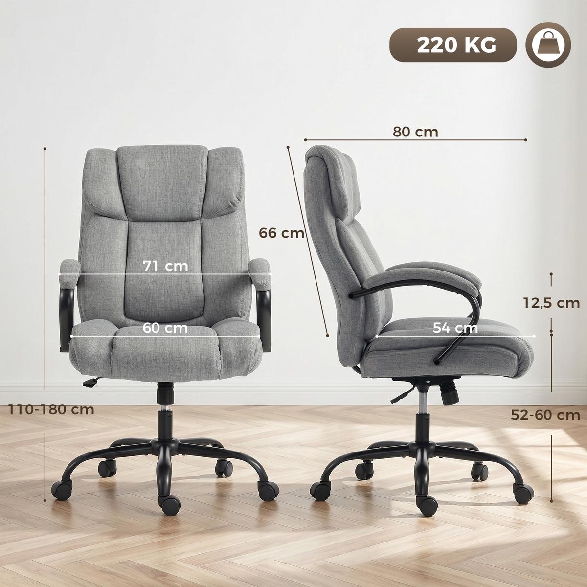 BÜROSTUHL Schreibtischstuhl höhenverstellbar Belastbarkeit 220 kg Hellgrau - Hellgrau, Kunststoff (72.5/118/80cm) - Vinsetto