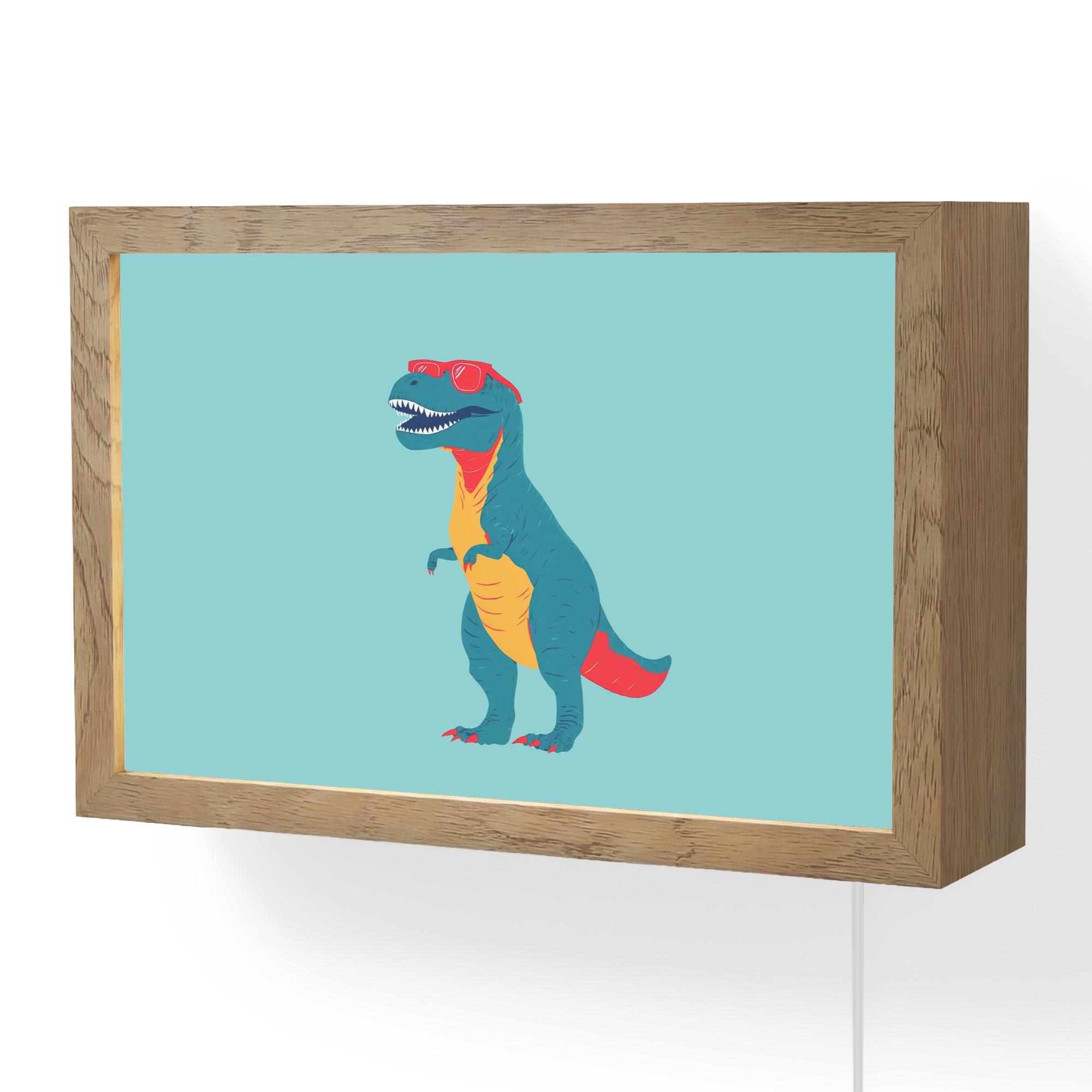 WANDLEUCHTE Dinosaurier - Blau - Sonnenbrille 30x20 cm - Hellblau, Holzwerkstoff (30/20/8cm) - OnlyWow