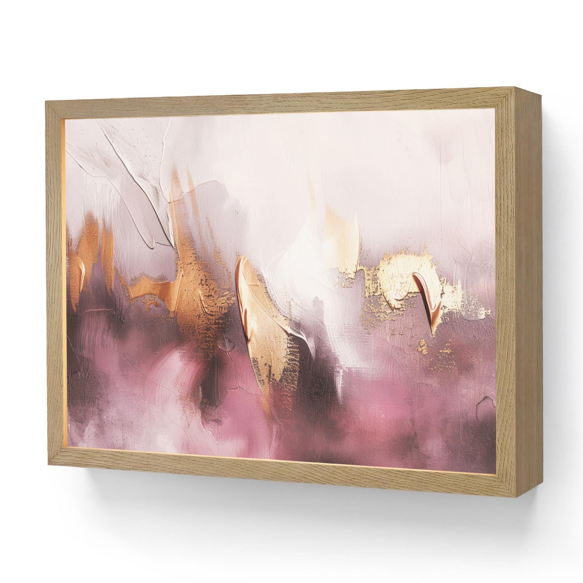 WANDLEUCHTE MIT AKKU Lila - Abstrakt - Farbe - Gold 40x30 cm - Mauve, Holzwerkstoff (40/30/8cm) - OnlyWow