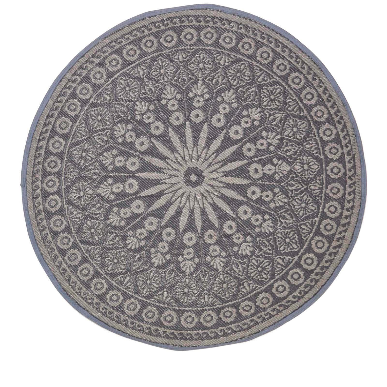 OUTDOORTEPPICH Mandala-Muster rund 170 cm - Schwarz, Kunststoff (170/170cm) - Homescapes
