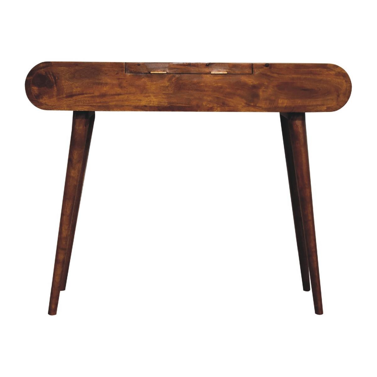 SPIEGELSCHMINKTISCH in Kastanienholz-Essenz mit 2 Schubladen, 4 Fächer, Braun - Messingfarben/Braun, Holz/Metall (100/80/40cm) - Artisan Furniture