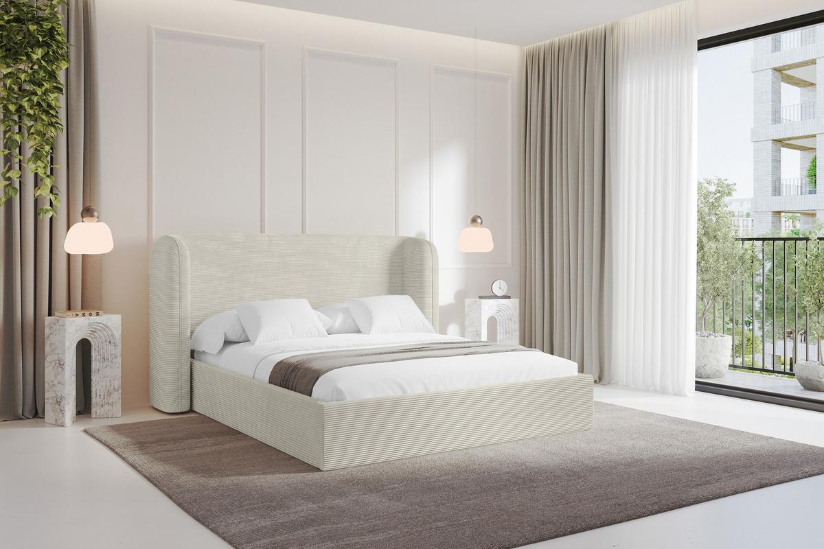 POLSTERBETT mit Bettkasten und Lattenrost, Boxbett ohne Matratze - ESTI 140x200 Creme - Creme, Holzwerkstoff/Textil (140/200cm) - ALTDECOR