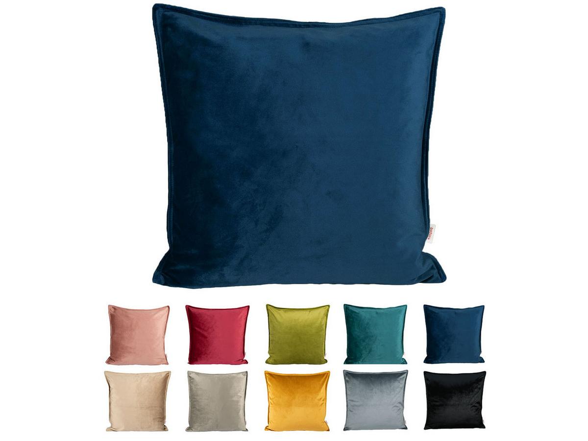 KISSENHÜLLE Samt&Sonders admiral-blau 50/50 cm - Blau/Dunkelblau, Textil (50/50cm) - beties Heimtextil