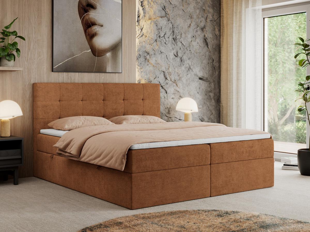 BOXBETT CENTO 140/200 Orange Strukture - H3 - Orange, Holz/Textil (140/200cm) - MKS