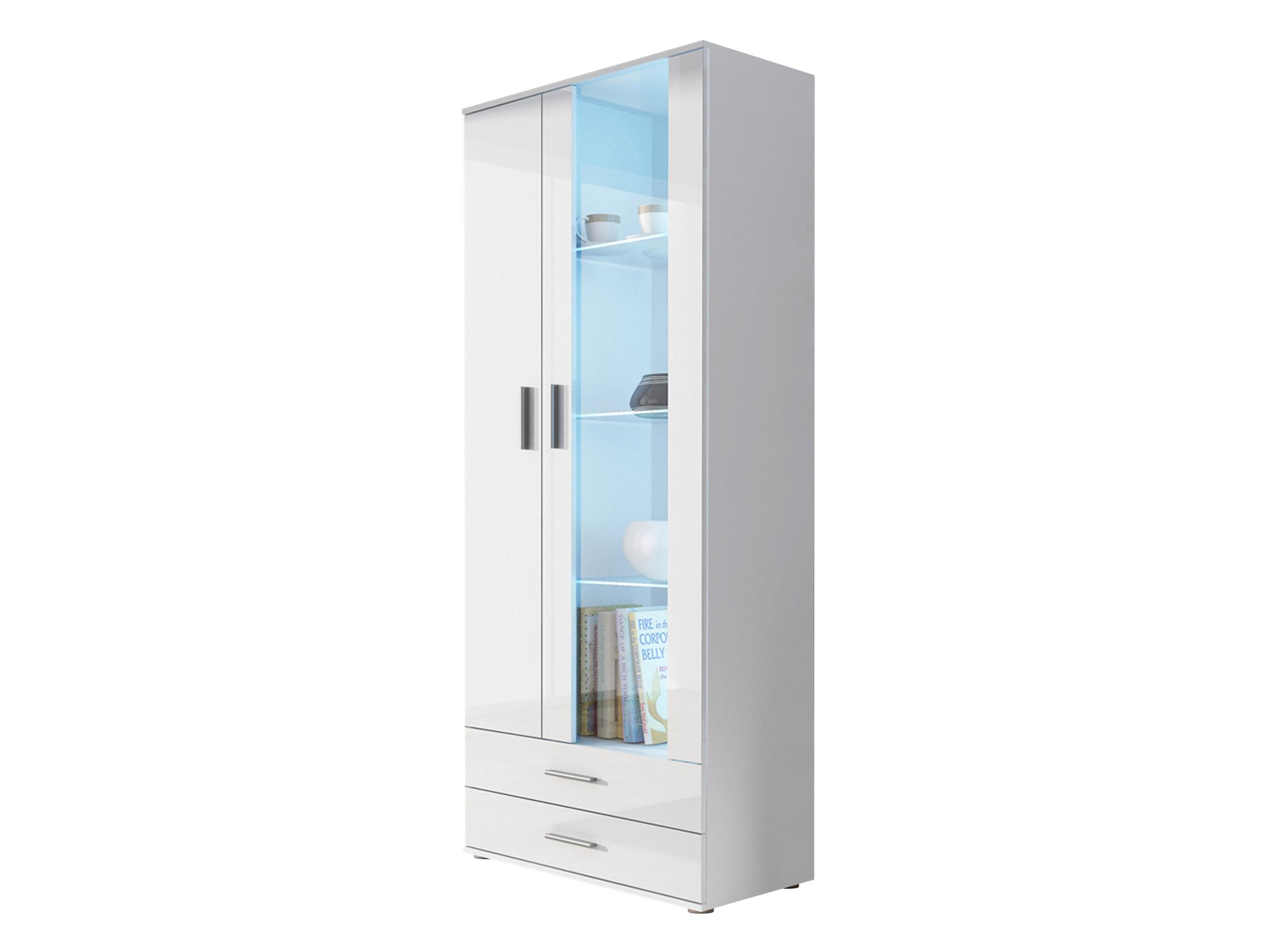 VITRINE Soho S06 mit RGB LED Beleuchtung - Silberfarben/Weiß, Holzwerkstoff/Kunststoff (80/192/43cm) - MIRJAN24