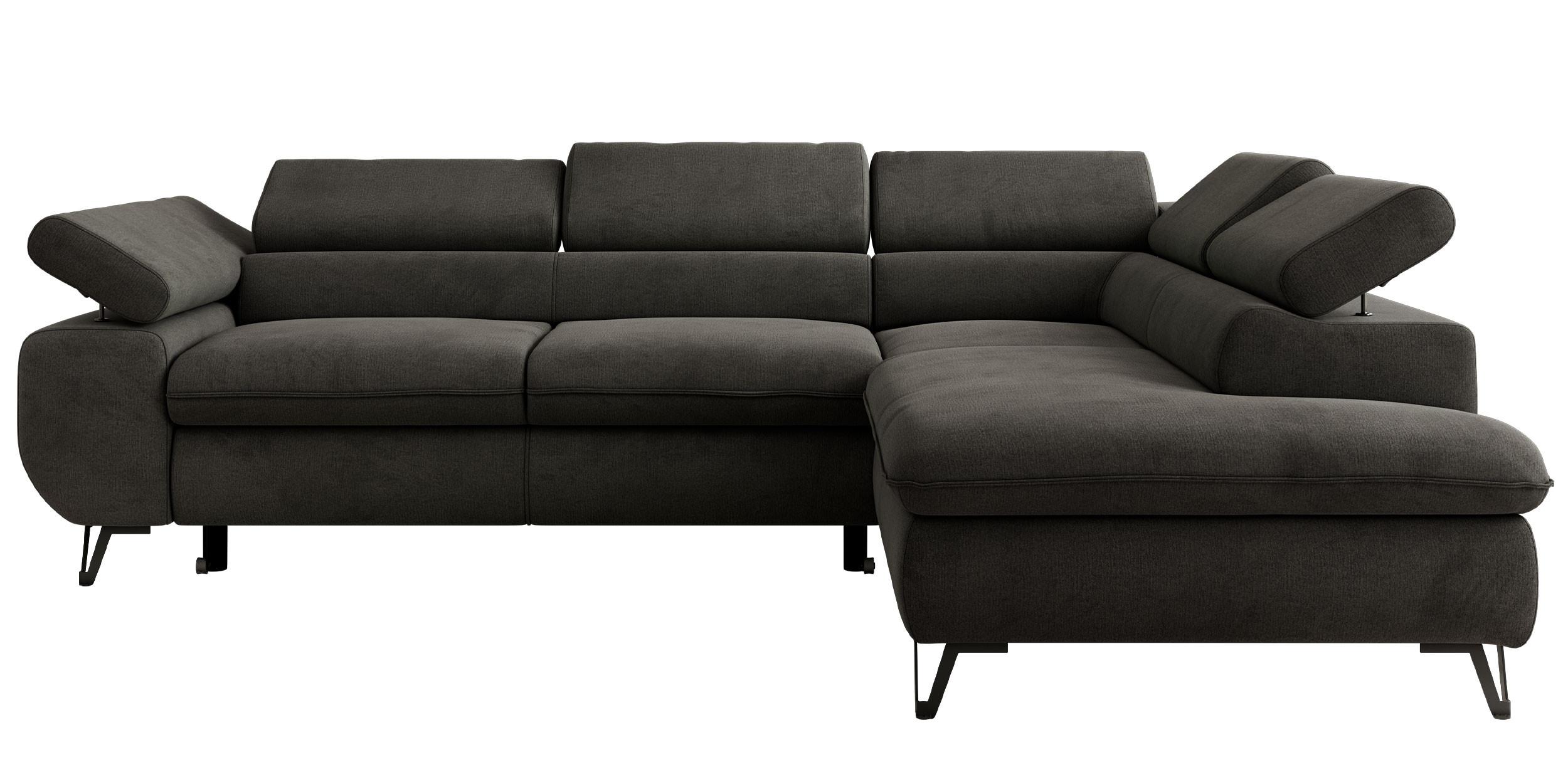 ECKSOFA PABLO L Dunkelgrau Velvet - Rechts Seite mit Visco Topper - Dunkelgrau/Schwarz, Textil/Metall (273/208cm) - MKS