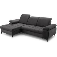 ECKSCHLAFSOFA Bello graphit links - Graphitfarben/Schwarz, Textil (265/156cm) - Beautysofa