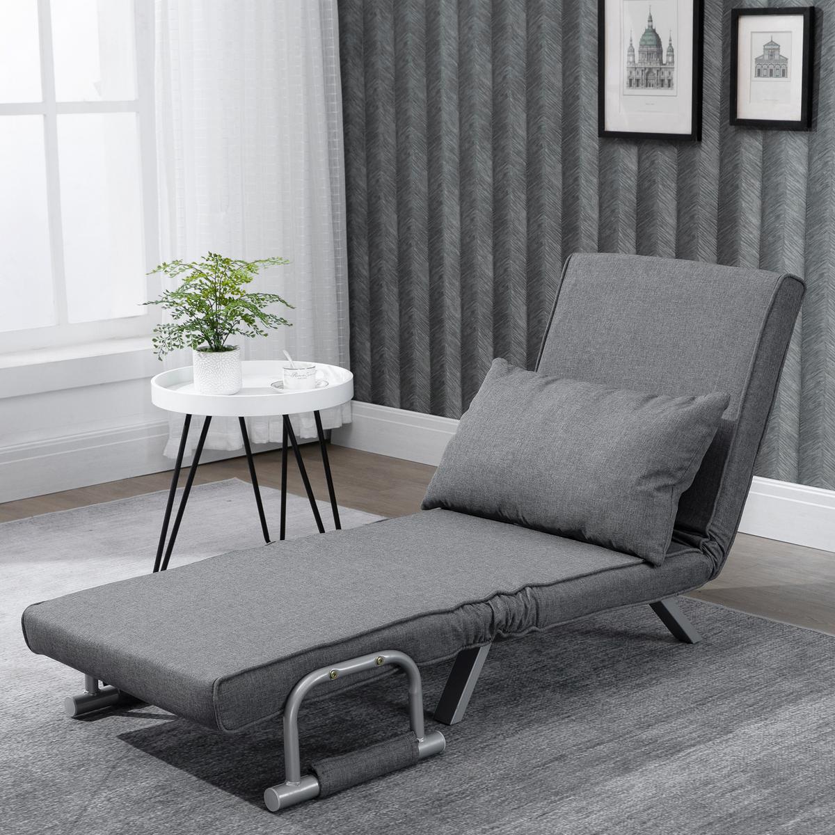SCHLAFSESSEL 3-IN-1 mit Kissen grau - Hellgrau, Kunststoff (69/80/65cm) - HOMCOM