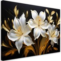WANDBILD abstrakte glamour weiße lilien blumen - Weiß, Textil (60/40cm) - Feeby