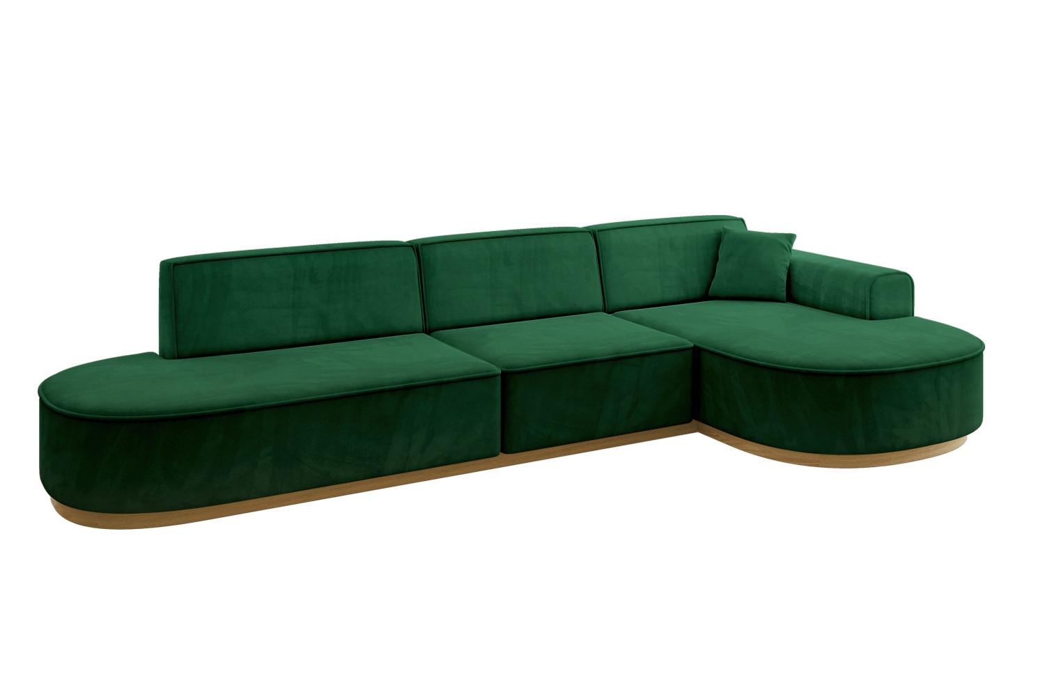 ECKSOFA Ottomane Rechts MARI-L2-v2 - 328x171x83 cm Dunkelgrün Velours - Dunkelgrün, Holzwerkstoff/Textil (171/328cm) - ALTDECOR